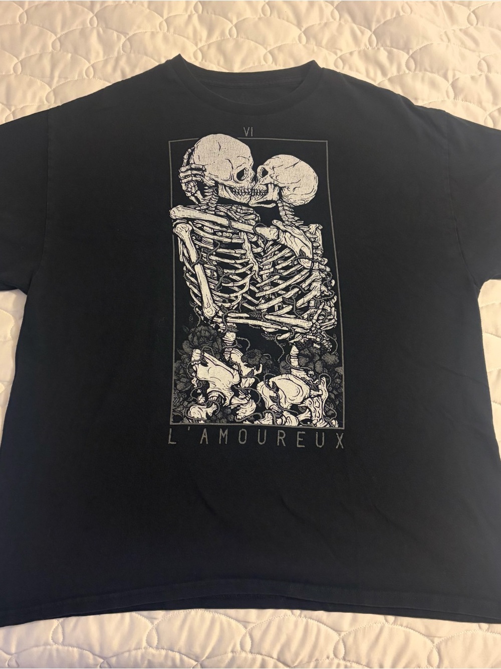 Threadless Black L'Amoureux Skeleton Graphic Tee